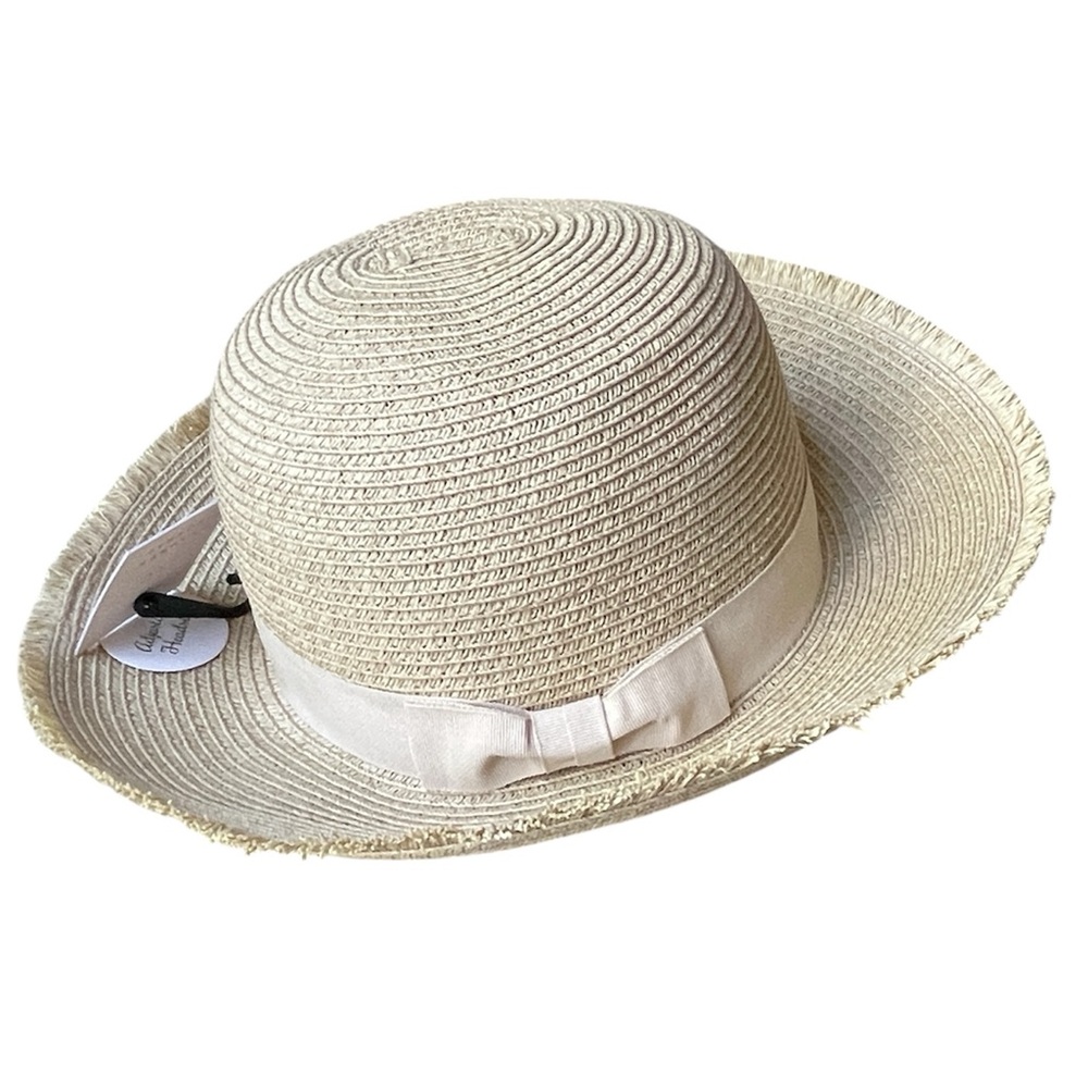 NEW Lauren Conrad Straw Woven Ladies Beach Hat with Grosgrain Ribbon Trim, OS